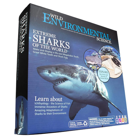 WILD ENVIRONMENTAL SCIENCE Extreme Sharks of the World Craft Kit - Study Models and Dioramas for Ages 6+
