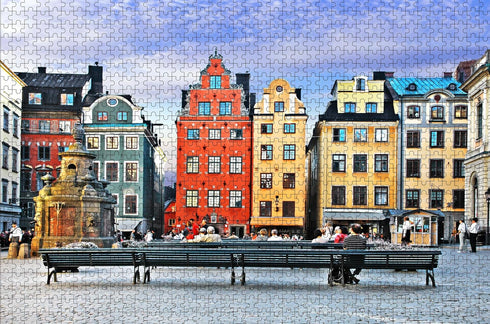 Old town of StockholmJigsaw Puzzles 1000 Pieces for Adults, popular touristic attraction Sweden Wooden Puzzle Fit Together Perfectly Gifts for Family