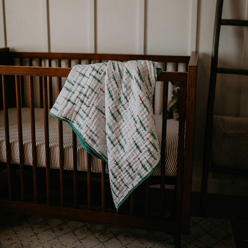 Parker Baby Muslin Blanket - 100% Soft Cotton Reversible Quilt for Crib and Stroller