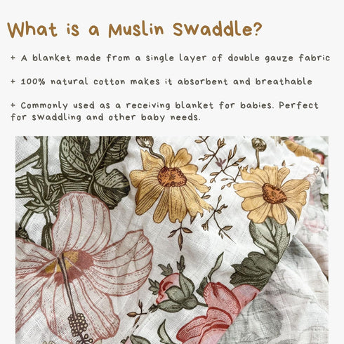 47 47 Mini Wander Swaddles for Newborns Muslin Swaddle Blankets - Breathable Soft Newborn Receiving Floral Blanket Baby