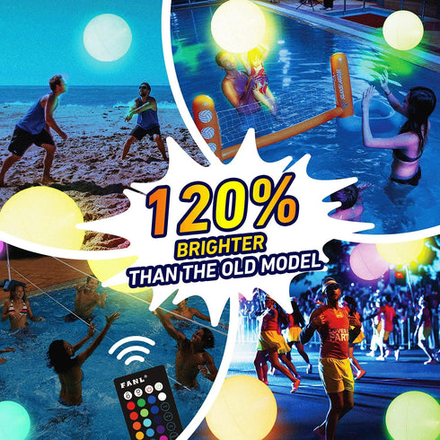 LED Beach Ball with Remote Control, 16 Colors Lights and 4 Light Modes, Pool Toys for Outdoor Beach Party Games