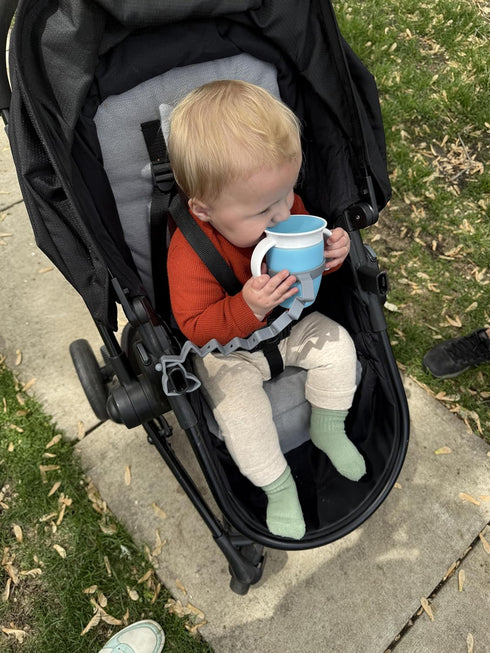 Busy Baby Bottle Bungee - Sippy Cup Strap - Keeps Bottles and Sippy Cups Off The Floor - Food Grade Silicone