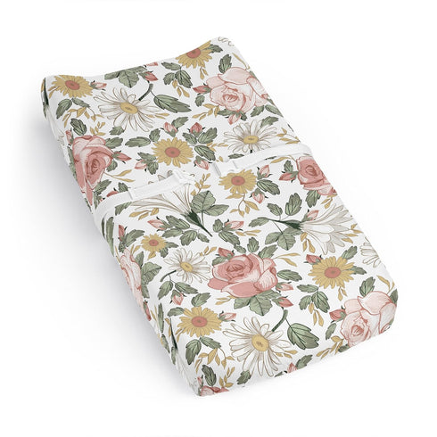 Sweet Jojo Designs Blush Pink Yellow Vintage Floral Boho Girl Baby Changing