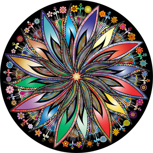 Bgraamiens Puzzle-Blooming Flowers - 1000 Pieces Creative Geometric Round Colorful Mandala