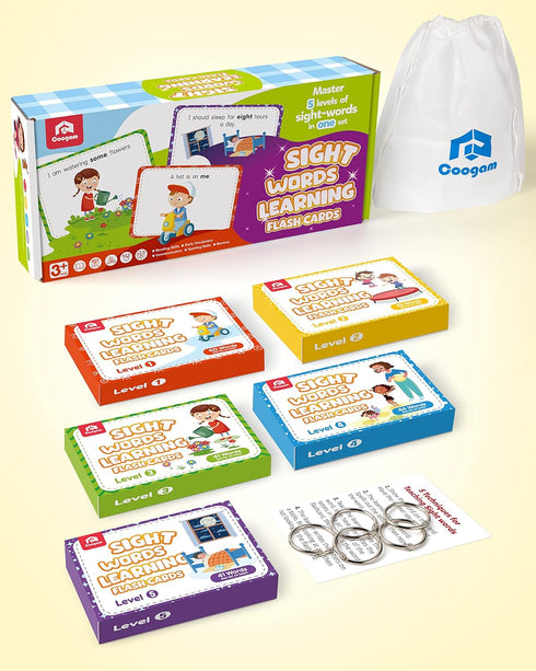 220 3 4 5 Coogam Sight Words Educational Flashcards - Dolch Sightwords Game with Pictures & Sentences,Literacy Learning