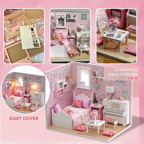 Flever DIY Miniature House Kit with LED Light, Tiny Home Build Craft Kits for Adults and Teens (Sunny Princess)
