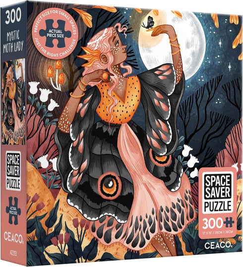 Ceaco – Mystic Moth Lady - 300 Piece Jigsaw Space Saver Puzzle for Smaller Spaces and Surfaces