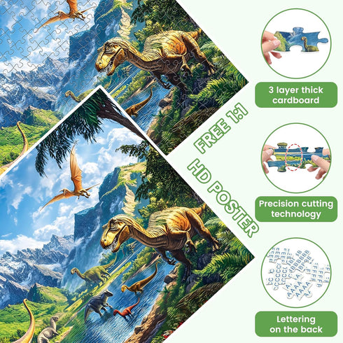 VOLUVOLU 300 300 Entertainment(20.5 15 Pieces Dinosaur Puzzles for Adults, Lake Animals Puzzle for Adults Children