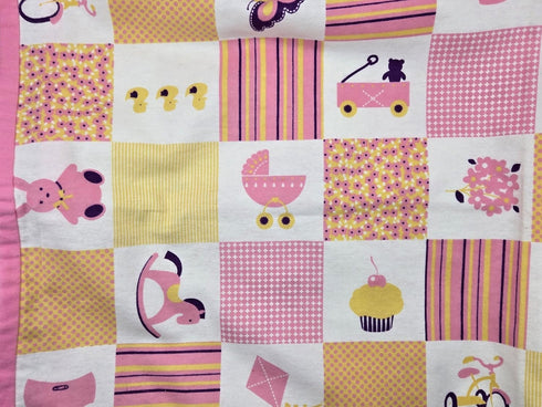Generic 30" 30" Handmade Baby Receiving Blanket, Pink and Yellow Squares Printed Pattern, Snuggle Flannel. X