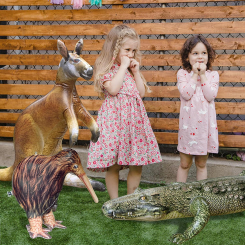 Jet Creations Life 3-PK Inflatable Toy: Kangaroo, Kiwi Bird, Alligator for Kids and Adults