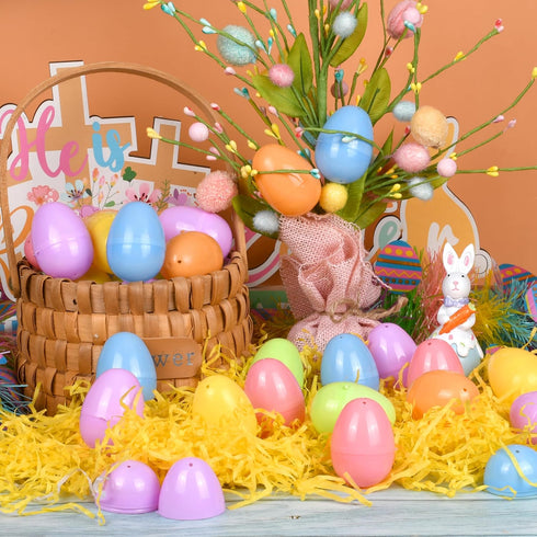 Lavwix 512Pcs 2.4" Pastel Easter Eggs, Fillable Plastic Easter Eggs Empty Colorful Eggshell Bulks for Easter Hunt