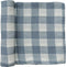 Mebie Baby Dusty Blue Gingham Muslin Swaddle, Modern and Neutral Swaddle Blanket