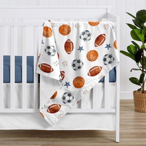 Sweet Jojo Designs Sports Theme Boy Soft Baby Blanket Receiving Security Stroller Swaddle Toddler Newborn Infant Kid