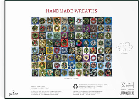 Galison Handmade Wreaths – 1,000 Piece Puzzle with Bright and Bold Artwork of Wreath Collection