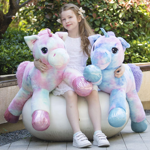 Tezituor 43in Giant Unicorn Plush Toy - Big Rainbow Pink Unicorn Stuffed Animal - Great Birthday Decorations