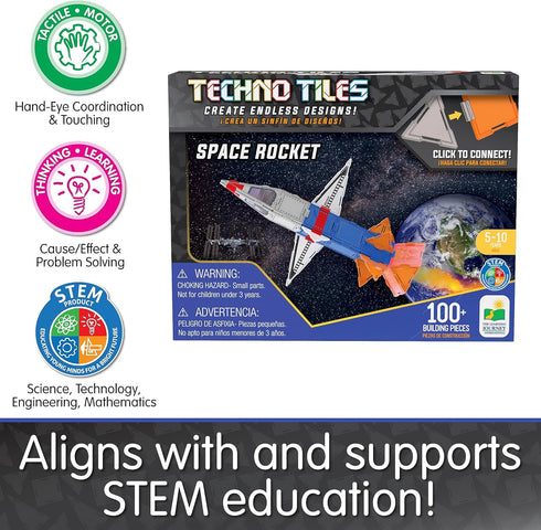 The Learning Journey International Techno Tiles - Space Rocket Building Set (100+ pcs)