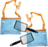 4E's Novelty 2X Shark Tooth Sifter for Beach with 2X Small Mesh Beach Bag for Shell Collecting, Metal Sand Scoop for
