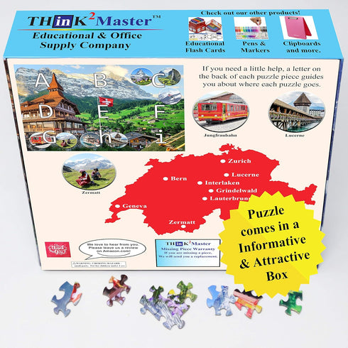 Think2Master Swiss Alps (Grindelwald) 1000 Piece Jigsaw Puzzle for Teens & Adults, Finished Size 26.8” x 18.9”