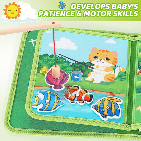 1-3, 1 Busy Book for Toddlers Montessori Toys Busy Board for Year Old, Upgraded Composite Fabric Animal Forest Quiet