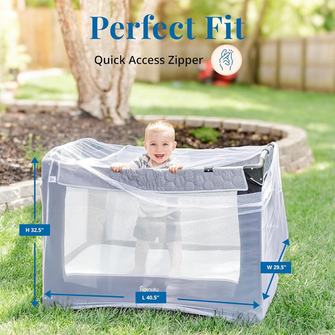 Pack n Play Cover with Zippers Adaptable Premium Quality Mosquito Net for Stroller, Jogging Stroller, Playpen