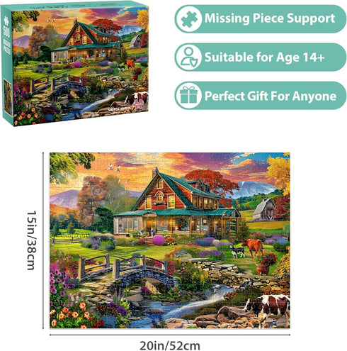 500 Pieces Country Life Jigsaw Puzzle for Adults - Interlock Perfectly, No Dust, Challenging Home Decor