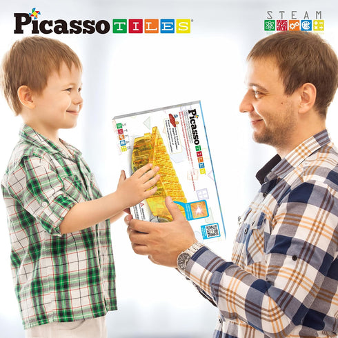 PicassoTiles Magnet Tile Motorized Car Base - Self Turning Omnidirectional Truck with Light and Motor