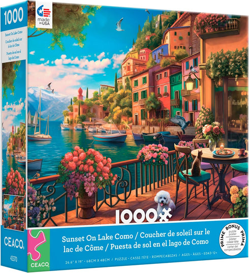 Ceaco - Sunset on Lake Como - 1000 Piece Jigsaw Puzzle for Adults and Family Fun
