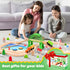Set 61-Piece 3-8, Playset Wooden Train for Toddlers Kids Ages Double-Sided Expandable Train Track with Puzzles