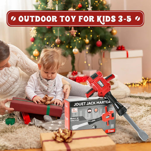 Toy Choi's Kids Jackhammer Toy Drill, Pretend Play Construction Toy with Realistic Sound for Ages 3-7