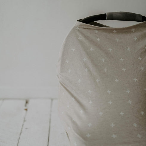 Parker Baby 4 in 1 Car Seat Cover for Girls and Boys, Stretchy Canopy, Nursing Cover, Grocery Cart Cover, "Desert"