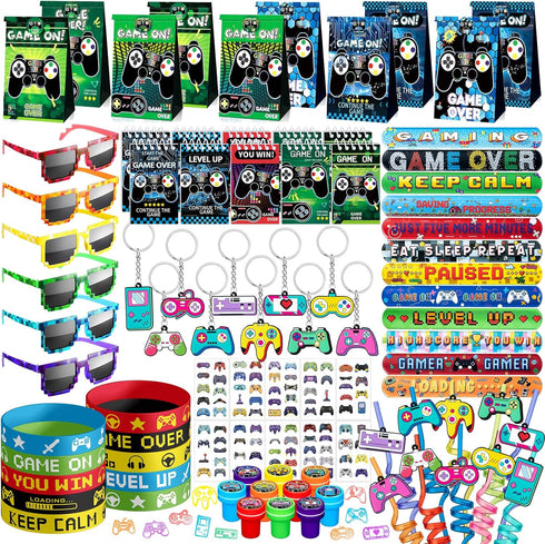 Video Game Party Favors Birthday Supplies for Kids, Game On Stuffer Gifts, Boys Gamer Party Decorations Bags