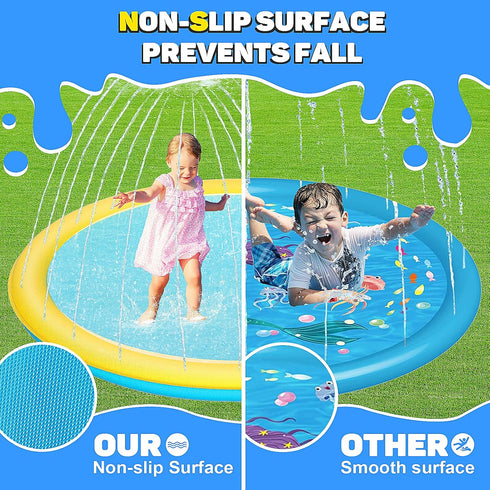 94'' Summer Thicken Splash Pad, Non-Slip Splash Pad for Kids and Dogs, Toddler Sprinkler Pool & Splash Play Mat