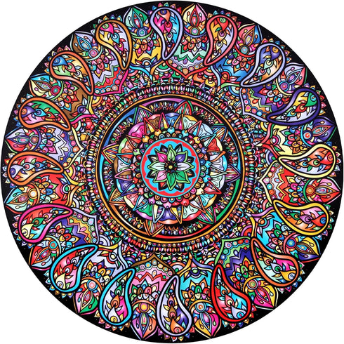 Bgraamiens Puzzle - Mandala Petals - 1000 Pieces Round Puzzle - Color Challenge for Adults and Kids