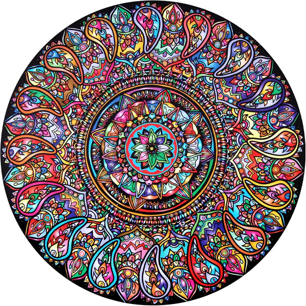 Bgraamiens Puzzle - Mandala Petals - 1000 Pieces Round Puzzle - Color Challenge for Adults and Kids