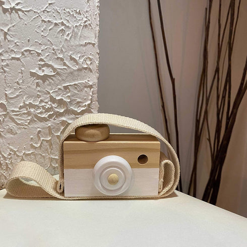 Baby Toy Wooden Mini Camera Toy, Cute Neck Hanging Props for Baby Toddlers, Gift for Kids' Room Decor