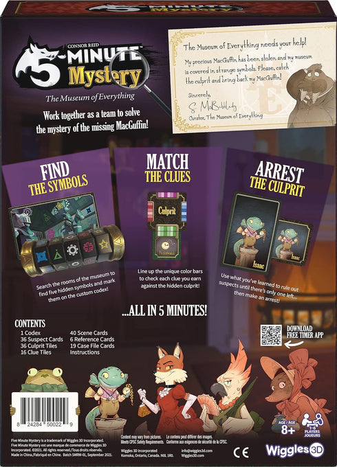 5-Minute 8+ 16 Mystery | A Fast-Paced, Real-Time Cooperative Detective Board Game for Families | Solve The Case Before