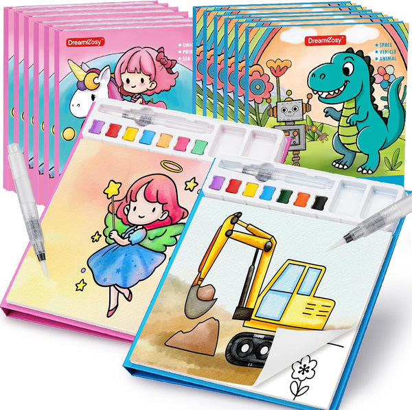 DreamCosy 12 Pack Paint with Water Coloring Books for Toddles, Water Painting Kit