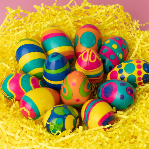 24 JOYIN PCS Easter Eggs Colorful and Squishy Toy, Slow Rising Stress Relief Fidget Toy Squeeze Easter Eggs, Basket