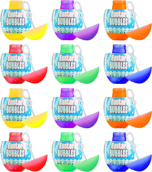 12 JOYIN Easter Egg Bubbles Wands for Easter Theme Party Favor Kids Seasonal Merriment Toys, Prefilled Eggs Hunt
