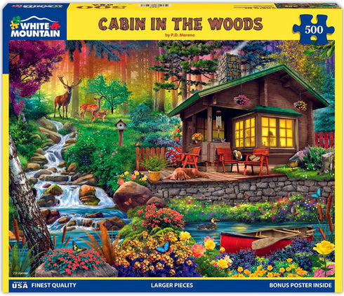 500 18"x24" White Mountain Piece Jigsaw Puzzle Spring Flowers Scenic Puzzles with Large Pieces Gift for Adults - Cabin
