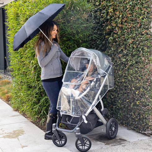 J.L. Childress Deluxe Stroller Rain Cover - Universal Stroller Poncho - Clear Rain Cover with Adorable Printed Pattern - Stroller Accessory - Baby Weather Shield and Protection