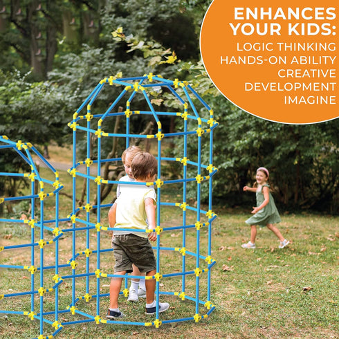 Fort Building Kit for Kids, 180pc Modular Fort Builder STEM Toy Set, DIY Make Your Own Fort Playset