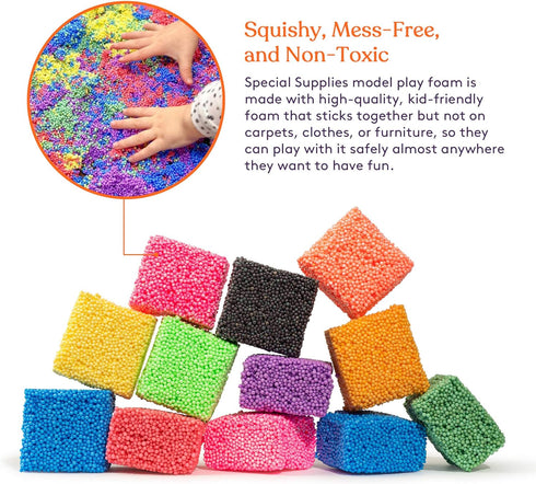 Special Supplies Fun Foam Modeling Foam Beads Play Kit, 12 Blocks Children’s Educational Clay for Arts Crafts Kindergarten, Preschool Kids Toys Develop Creativity, Motor Skills, Reusable Container by Special Supplies