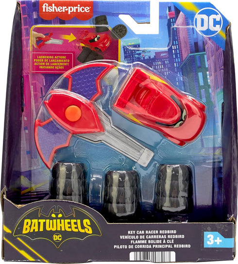 Fisher-Price DC Batwheels 1:55 Scale Toy Race Car, Redbird Launching Vehicle with Crash Accessories for Ages 3+