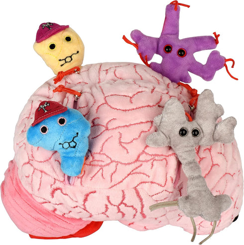 GIANTmicrobes Deluxe 9.5" Brain Plush Toy, Gifts for Neurologist, Brain Surgery Recovery, Neuroscience Gifts
