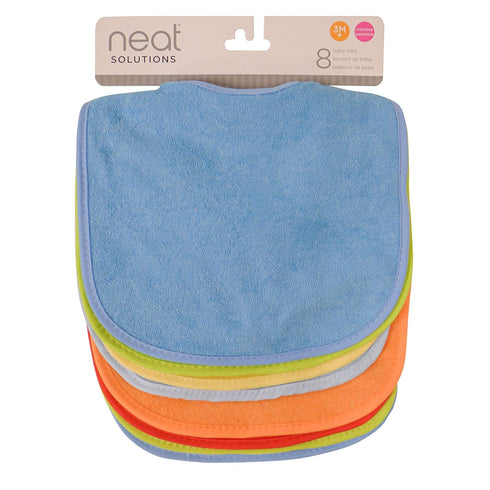 Neat Solutions 8 Count Multi-Color Solid Knit Terry Feeder Bib for Boys