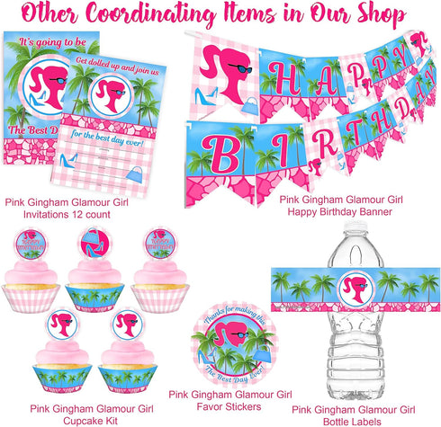 Pajama Glam Slumber Party Banner, Happy Birthday Glamour Girl Pennant Decorations