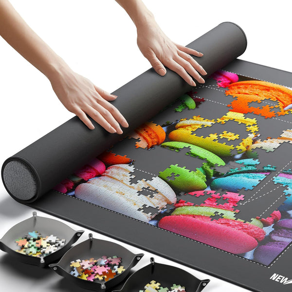 Newverest Jigsaw Puzzle Mat Roll Up, 39.4” x 23.6” Portable Keeper for Up to 1000 Pieces with Non-Slip Bottom