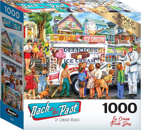 RoseArt - Back to The Past - Ice Cream Truck Day - 1000 Piece Jigsaw Puzzle for Adults