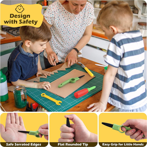 355 5-12 ColoPlay Cardboard Tools for Kids, Cardboard Cutter for Kids, Tools for STEM Educational, Gifts for Boys